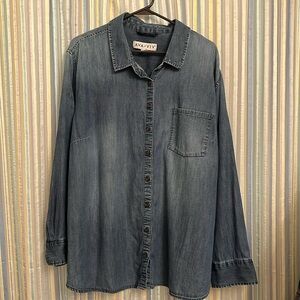 Womens plus size blue jean shirt-cotton